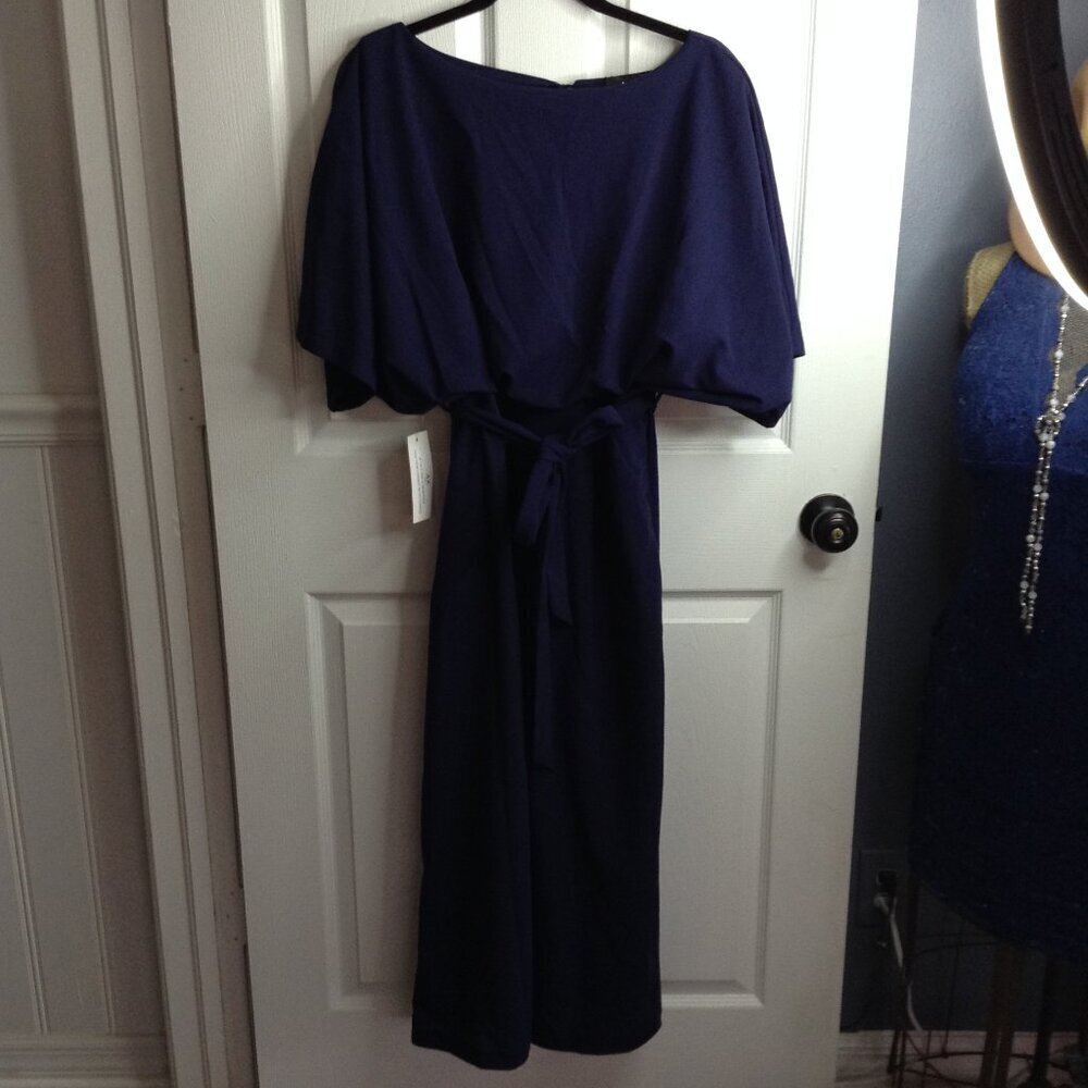 NWT Armani Exchange AX-14 Palazzo Pant Suit; Pockets, Navy, Avant Garde, Classic